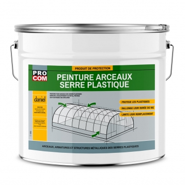 Peinture arceau pour serre, protection des écrans plastiques de l’échauffement des armatures métalliques PROCOM